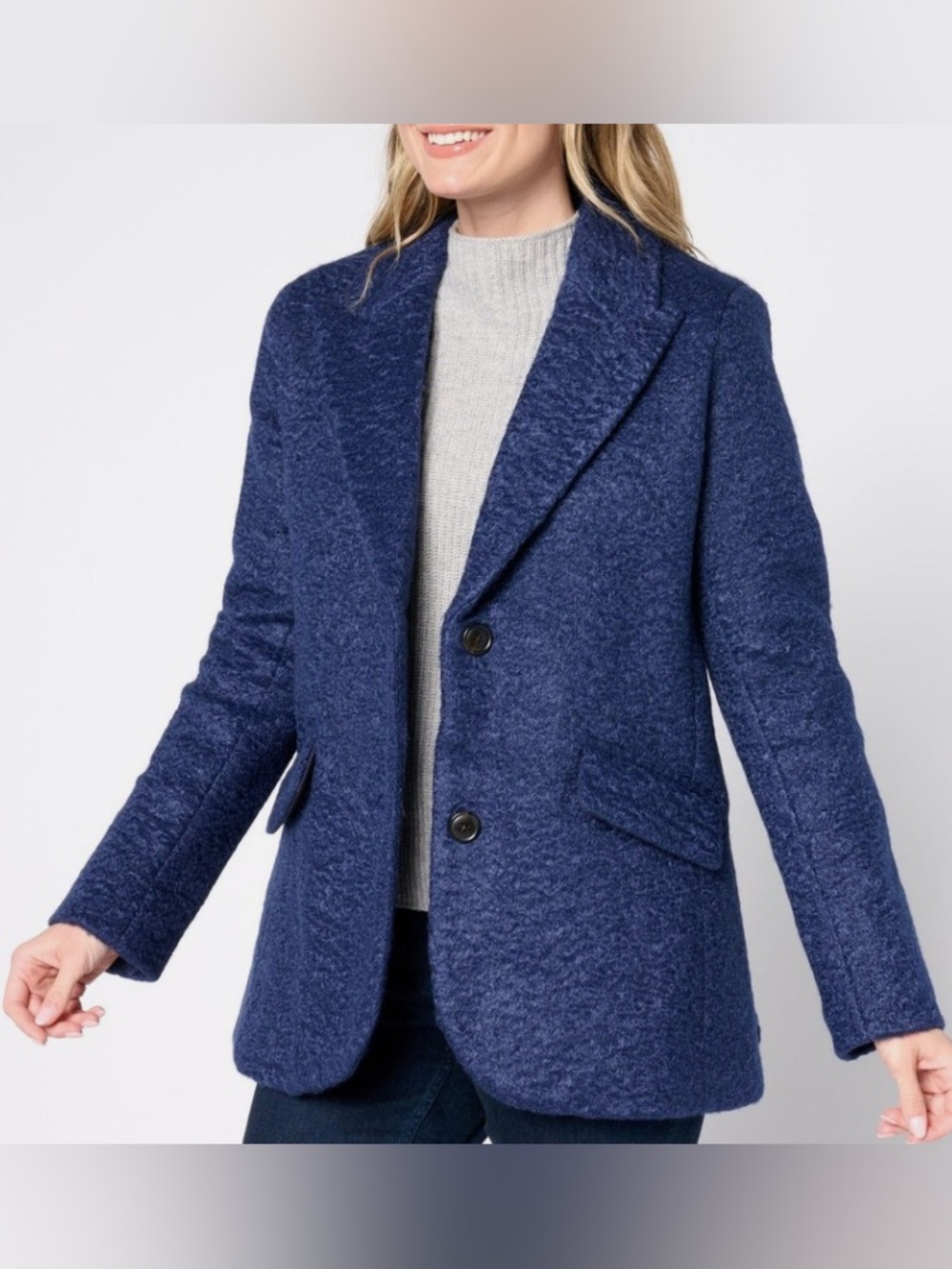 Thread Collective Classic Tailored Navy Blue Blazer texture Coat Plus Size 1X NW